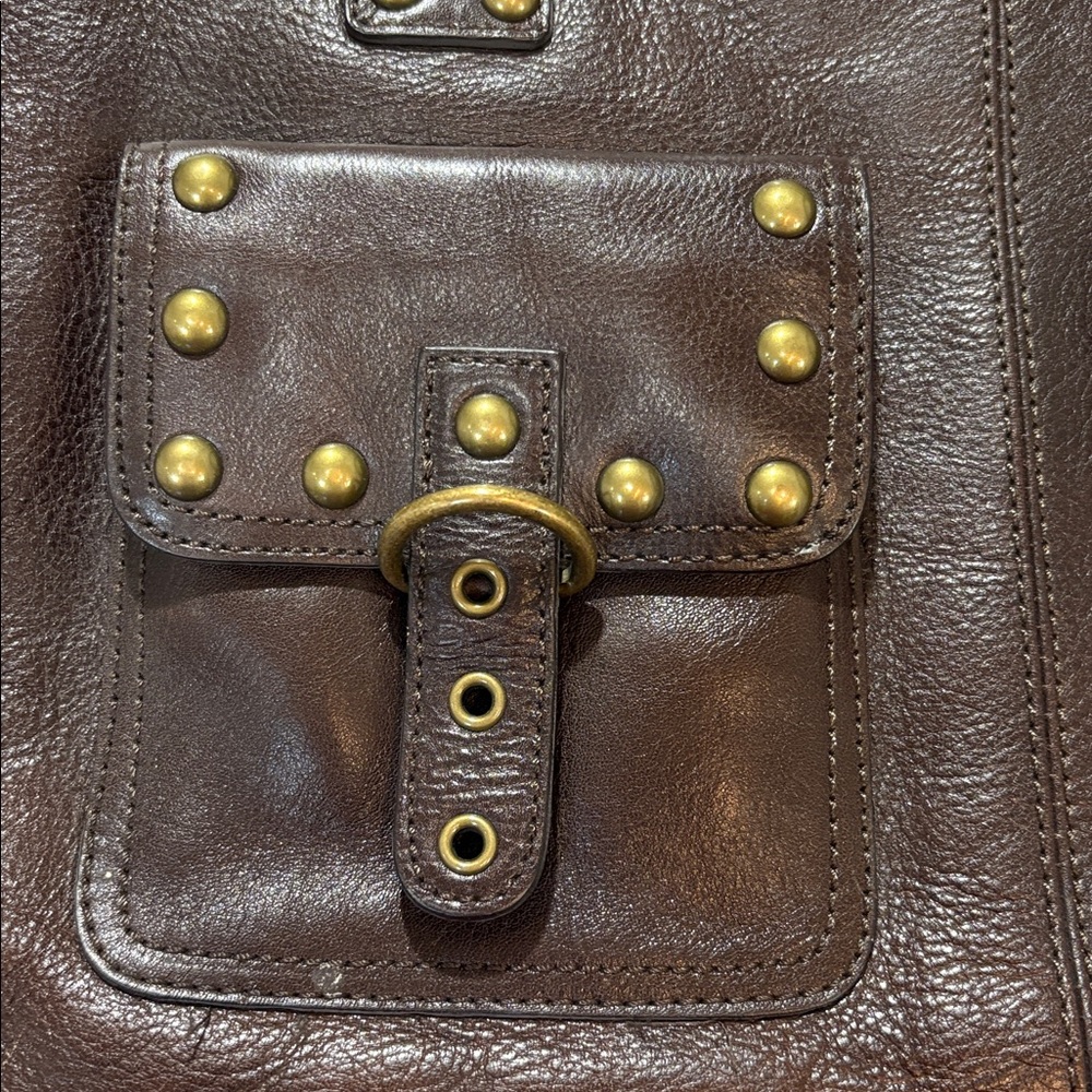 Kate Landry dark brown pebbled leather satchel purse - Picture 2 of 16
